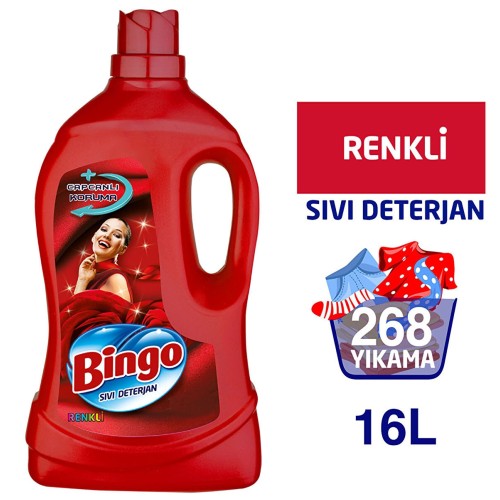 Bingo Renkli Sıvı Bakım Çamaşır Deterjanı 4 lt x 4 Adet Fiyatı
