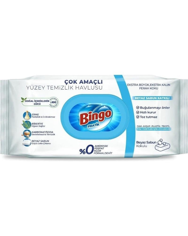 Bingo Yüzey Temizleme Havlusu 96'lı Beyaz Sabun Kokulu