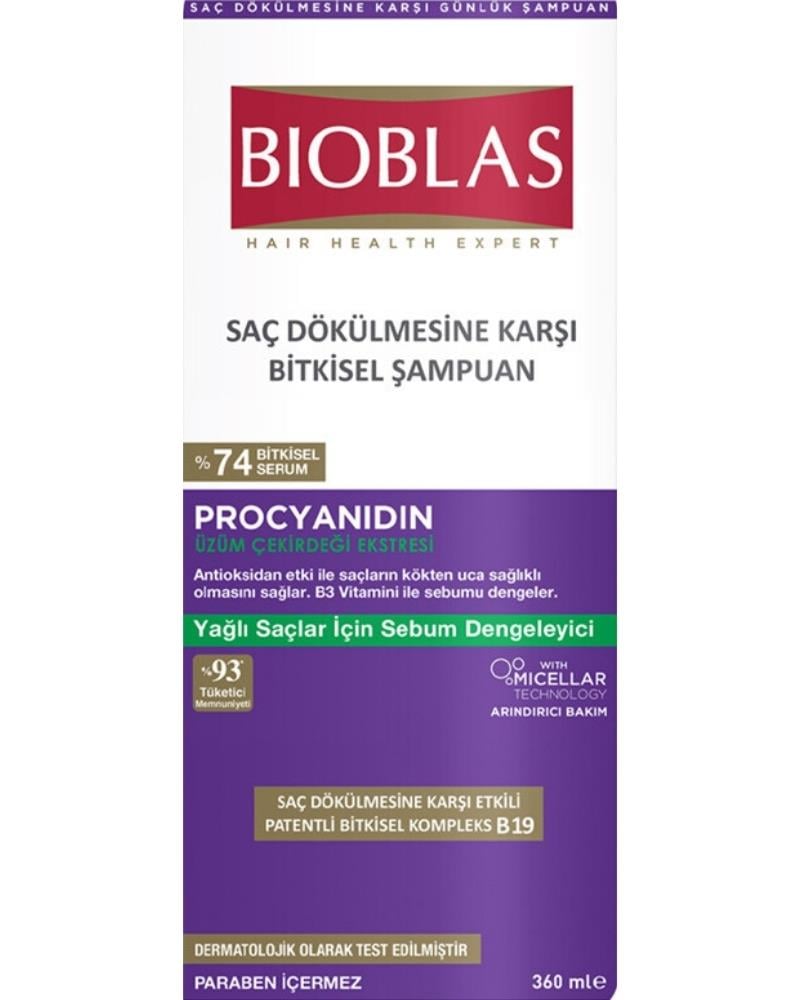 Bioblas Yağlı Saçlar İçin Arındırıcı Şampuan 360 Ml - Saç Dökülmesine & Yağlanmaya Karşı