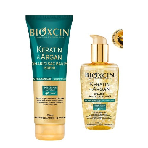 Bioxcin Keratin Argan Saç Bakım Yağı 150 ml ve Saç Bakım Kremi