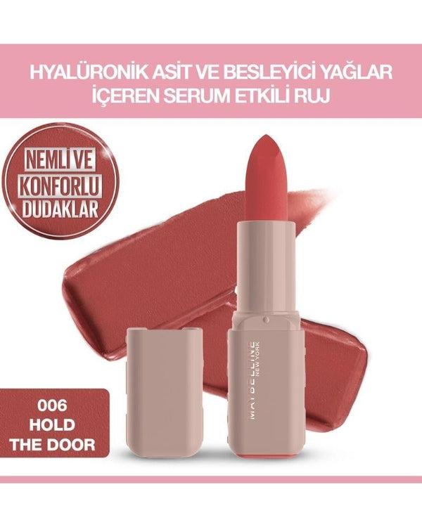 Maybelline New York Serum Etkili Hyalüronik Asit ve Besleyici Yağ İçeren Ruj 006 Hold The Door