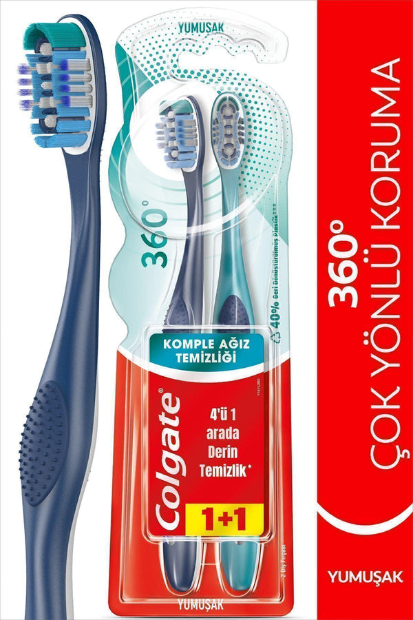 Colgate 360 Komple Ağız Temizliği Çok Yönlü Koruma Yumuşak Diş Fırçası 1+1