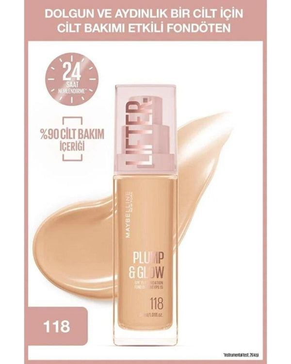 Maybelline New York Lifter Niasinamid ve Hyalüronik Asit İçeren Aydınlatan Fondöten - 118
