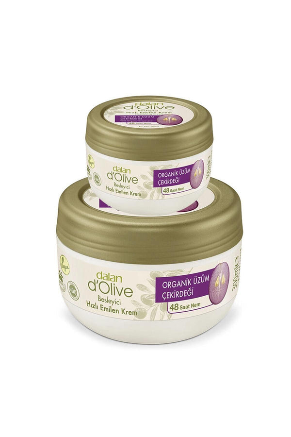 Dalan D'olive Organik Üzüm Çekirdeği Besleyici Hızlı Emilen Krem 300 ml + 150 ml