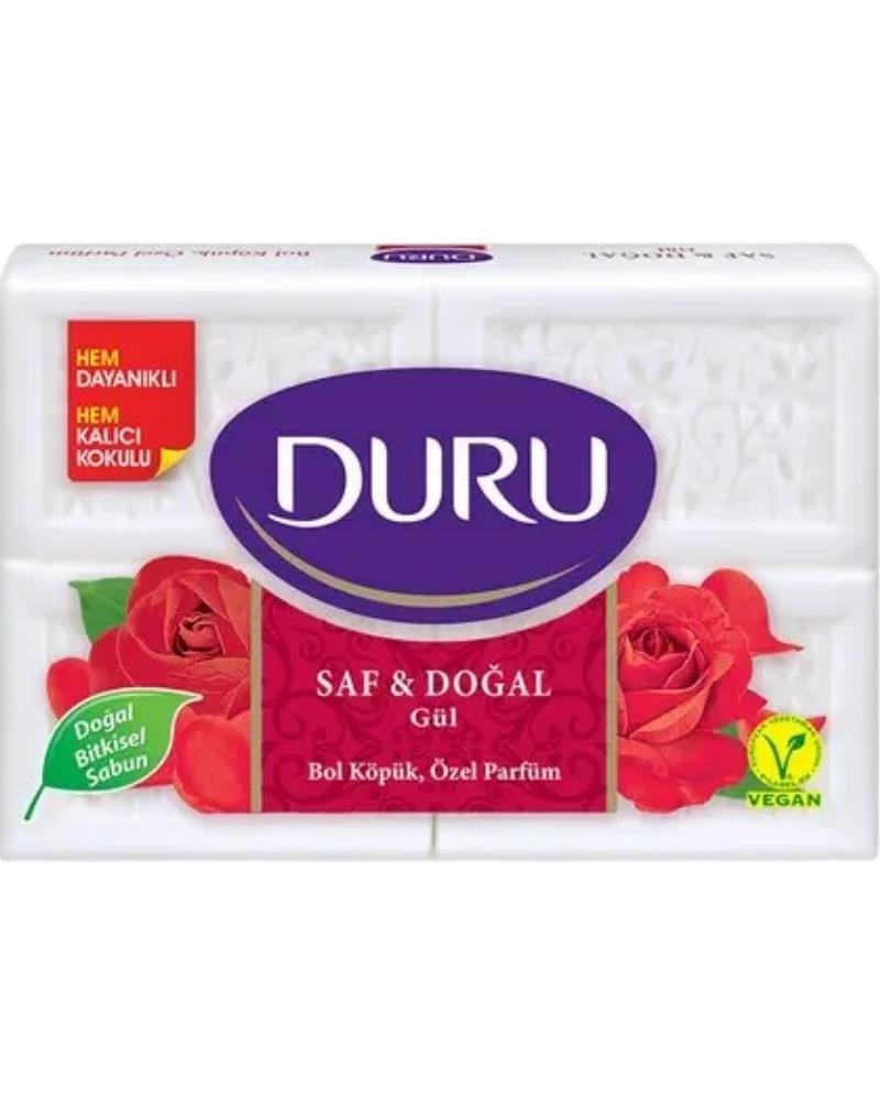 Duru Saf & Doğal Kaynaklı Gül 4 Adet Beyaz Kalıp Sabun 600gr