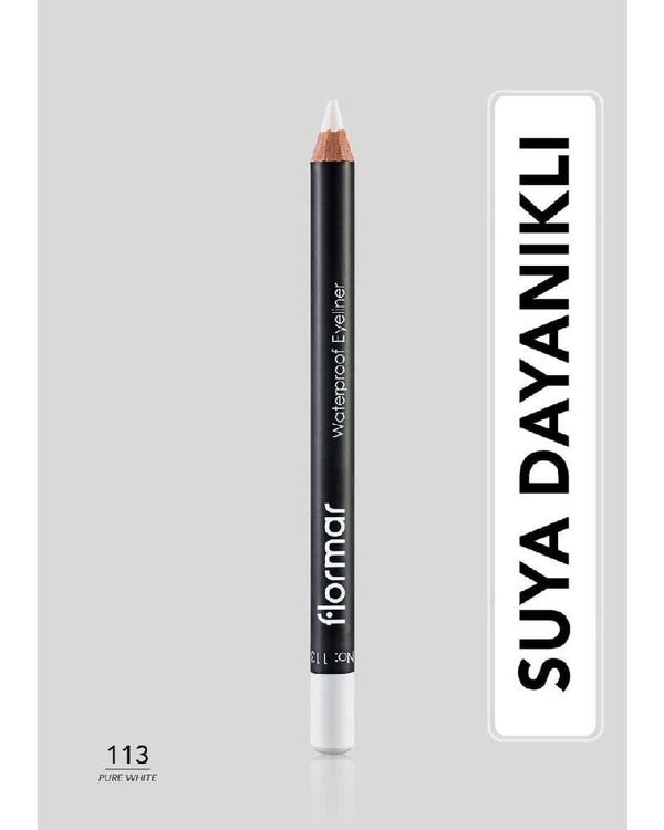 Flormar Suya Dayanıklı Mat Göz Kalemi (Beyaz) - Waterproof Eyeliner - 113 Pure White
