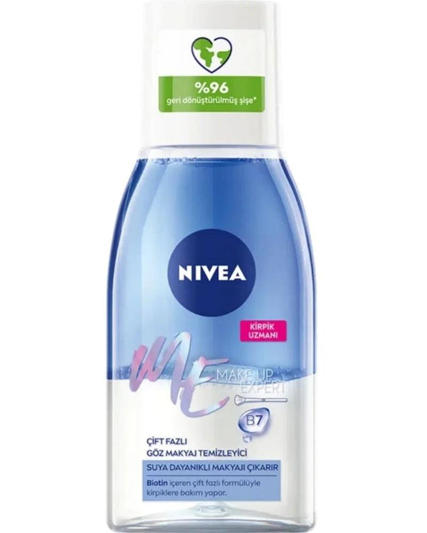 NIVEA Çift Fazlı Göz Makyaj Temizleyici 125ml, Etkili Makyaj Temizleyici, Hassas Kirpik Bakımı