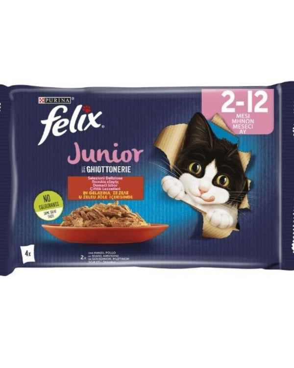 FELIX Multipack Junior Sığır Etli Ve Tavuklu Yavru Kedi Konservesi 4x85 gr