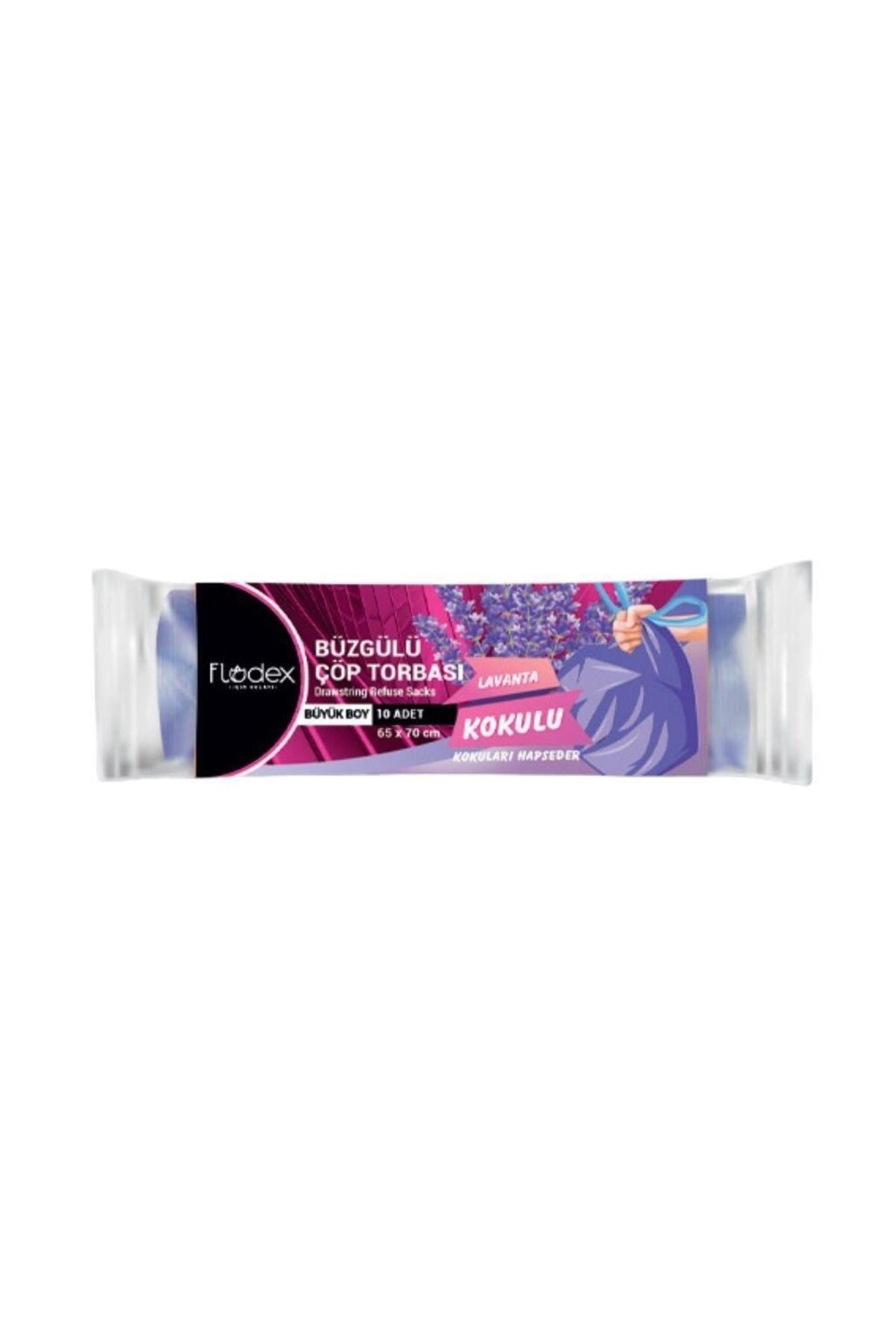 FLODEX Büzgülü Lavanta Kokulu Çöp Torbası 65 X 70 Cm Büyük Boy 10 Lu