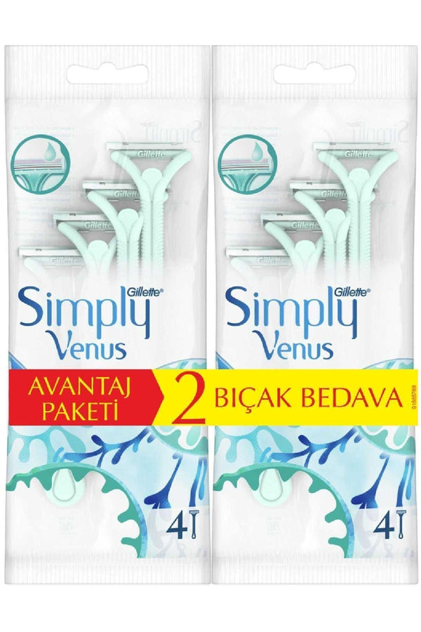 FLY BAZAAR Marka: Gillette Simply Venus 2 Kullan At Kadın Tıraş Bıçağı 4+4' Lü Ikili Paket 7702018602391 Kateg