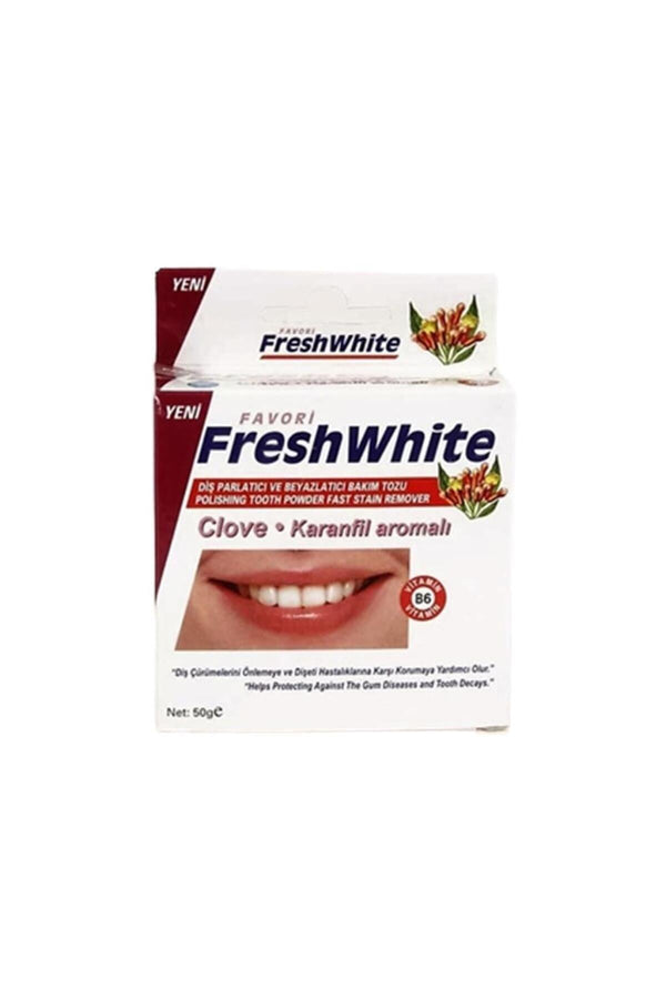 Fresh White Diş Parlatıcı Ve Beyazlatıcı Bakım Tozu Karanfil Aromalı 50g