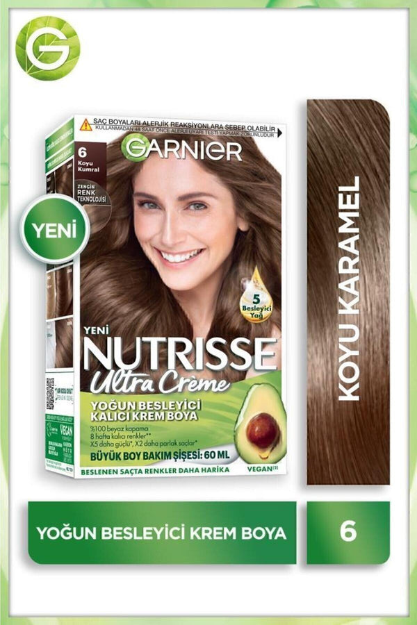Garnier Nutrisse Yoğun Besleyici Kalıcı Krem Saç Boyası 6 Koyu Karamel