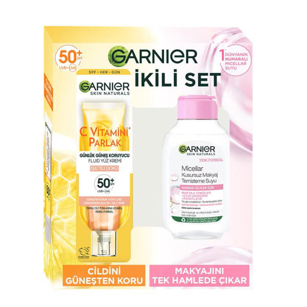 Garnier UV Fluid Güneş Yüz Kremi 40 Ml + Micellar Kusursuz Makyaj Temizleme Suyu 2'li Set