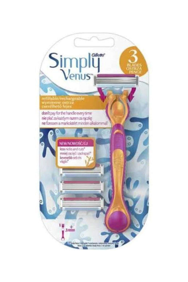 Gillette Venus Gillette Venüs simply Venus3 Tıraş Makinesi 3 Yedek Tıraş Bıçağı