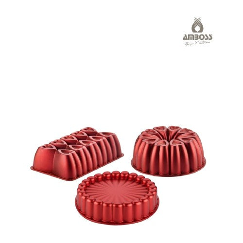Amboss Sweet Trio 3 Parça Kek Kalıbı Seti - Kırmızı Fiyatı