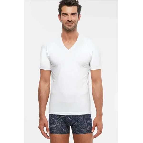 Kom Antonio V Yaka T Shirt Beyaz