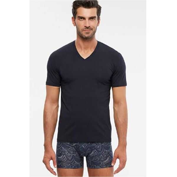 Kom Antonio V Yaka T Shirt Lacivert