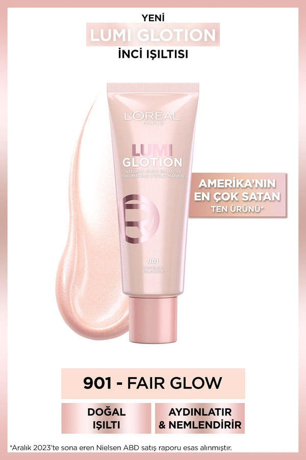 L'Oreal Paris Glotion All-in-one Doğal Işıltı 901 - Fair Glow 40 ml Highlighter, Likit Aydınlatıcı