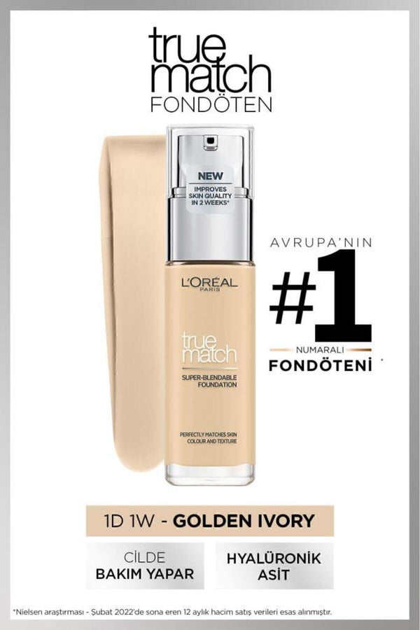 L'Oreal Paris L'oréal Paris True Match Bakım Yapan Fondöten 1d Golden Ivory
