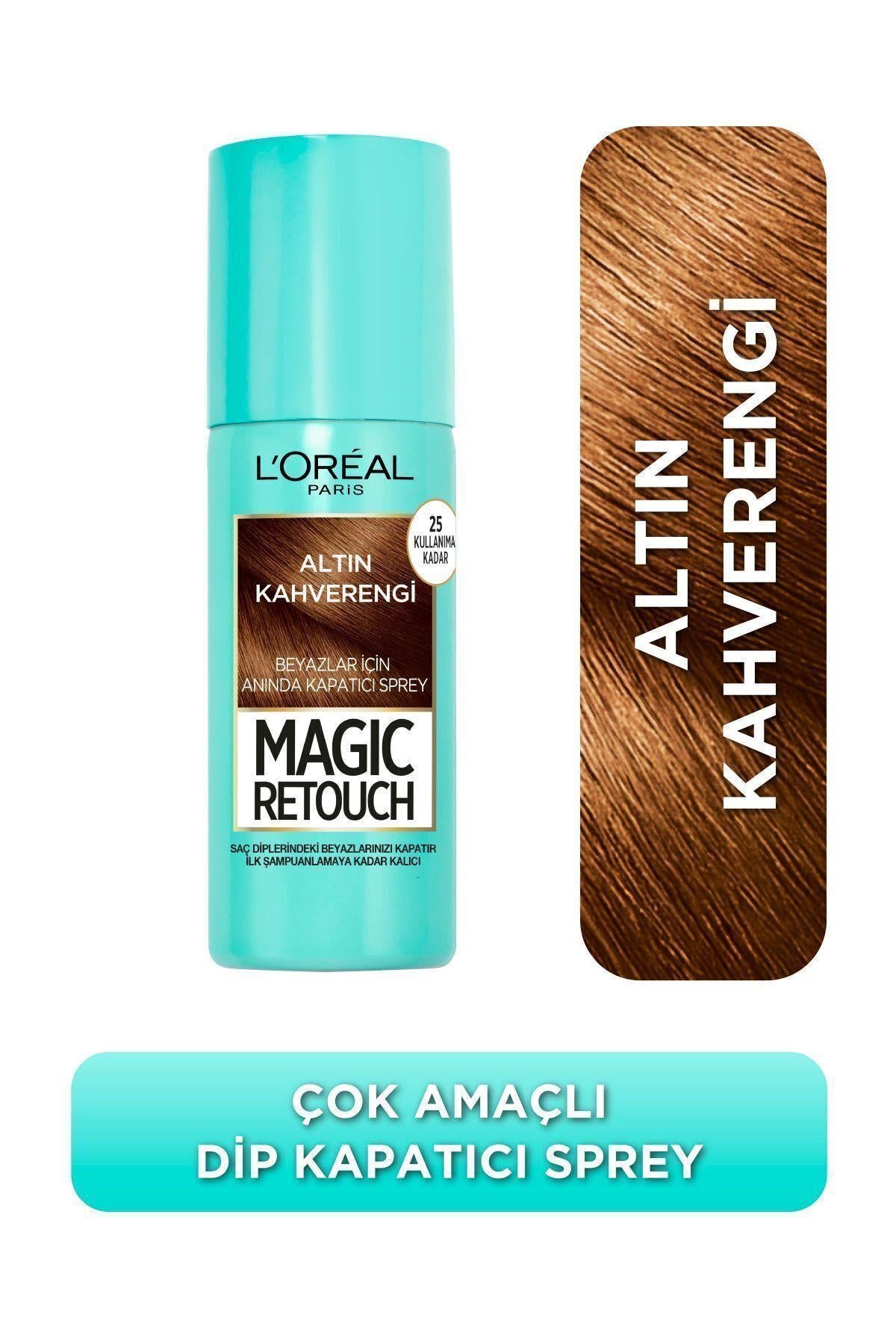 L'Oreal Paris Magic Retouch Beyaz Saçlar İçin Kapatıcı Altın Kahverengi Saç Spreyi 75 Ml