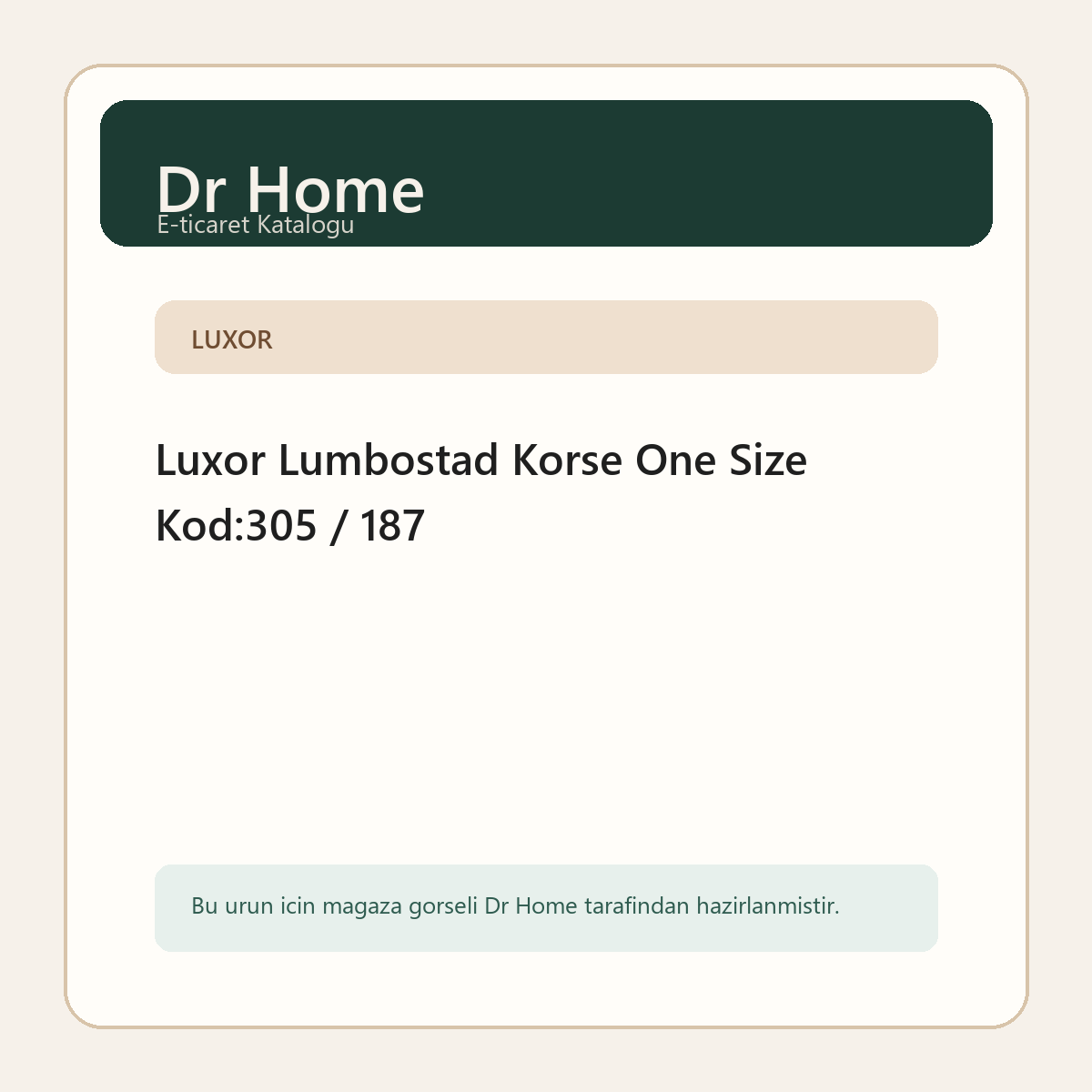 Luxor Lumbostad Korse One Size Kod:305 / 187