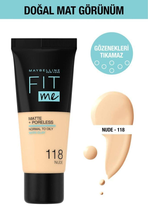 Maybelline New York Fit Me Matte Poreless Fondöten - 118 Nude
