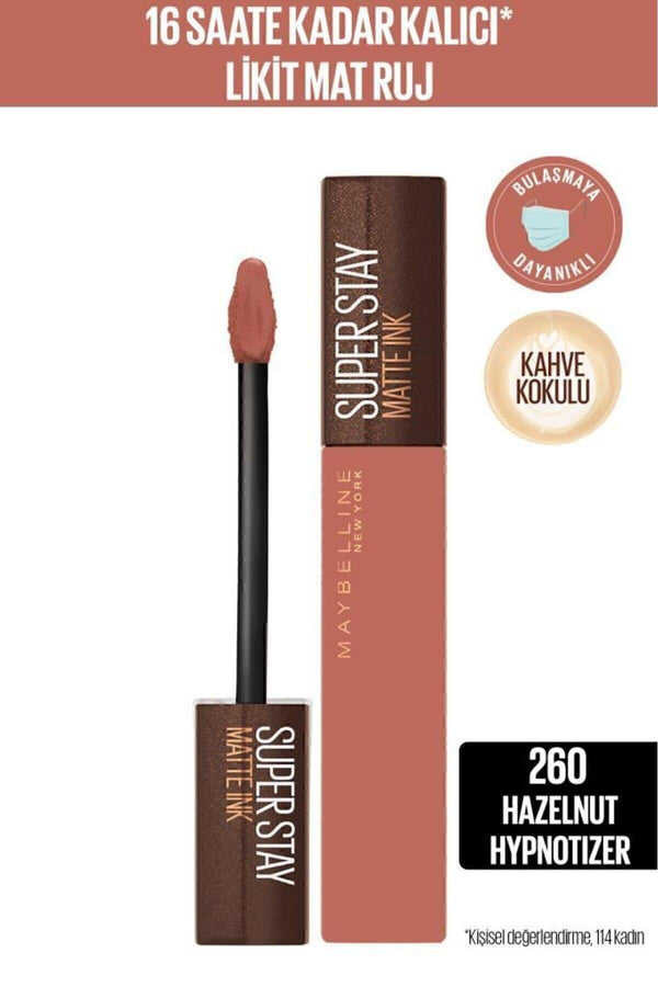 Maybelline New York Lash Sensational Yelpaze Etkili Intense Black Maskara +stay Matte Ink Likit Mat Ruj 260 Hazelnut