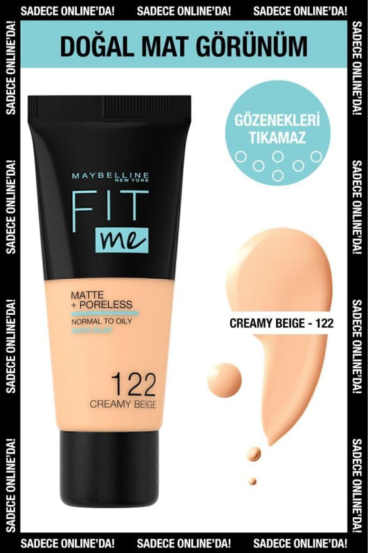 Maybelline New York Mat Fondöten - Fit Me Matte + Poreless Foundation No: 122
