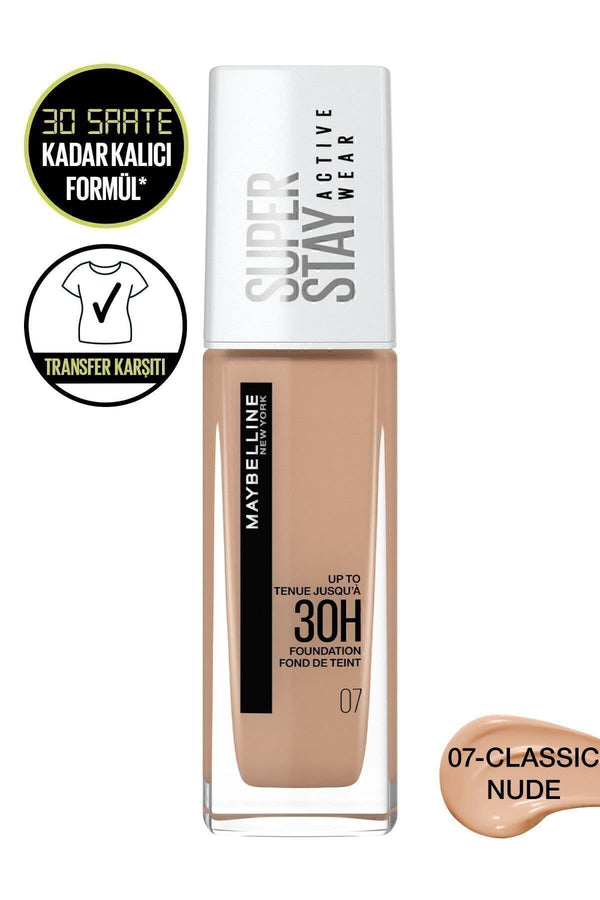 Maybelline New York Super Stay Active Wear 30h Super Fondöten 07 Classic Nude
