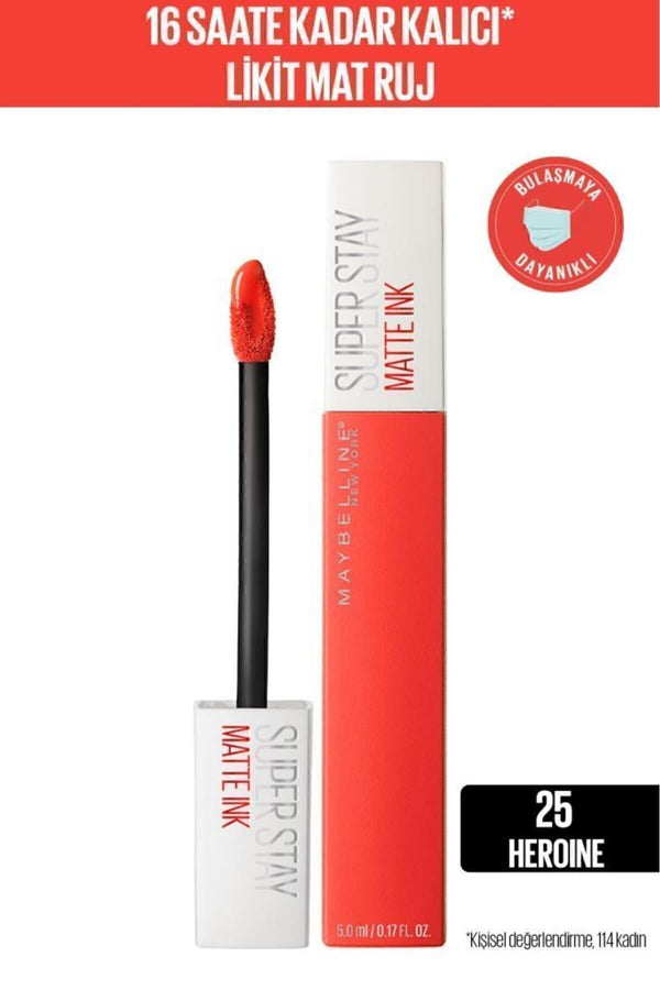 Maybelline New York Super Stay Matte Ink Likit Mat Ruj - 25 Heroine - Turuncu