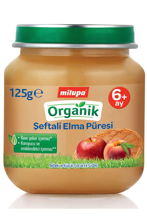 Milupa Organik Şeftali Elma Püresi Kavanoz 125 G 6 Ay