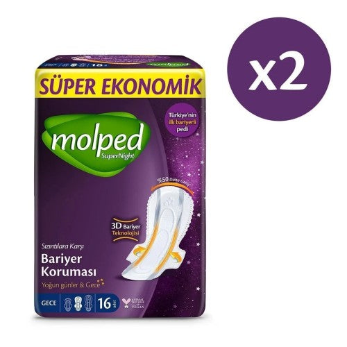Molped Supernight Hijyenik Ped Gece 16 lı x 2 Adet Fiyatı