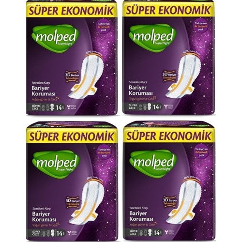 Molped Supernight Hijyenik Ped Süper Gece 14 lü x 4 Adet Fiyatı