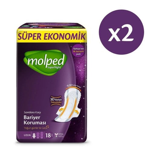 Molped Supernight Hijyenik Ped Uzun 18 li x 2 Adet Fiyatı