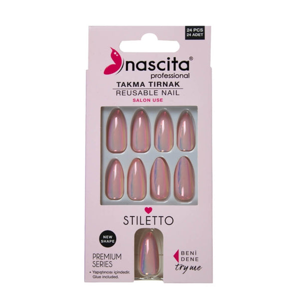 Nascita Hologram Takma Tırnak Pembe 24'lü