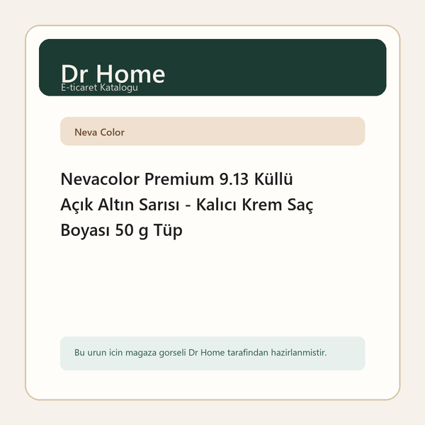 Nevacolor Premium 9.13 Küllü Açık Altın Sarısı - Kalıcı Krem Saç Boyası 50 g Tüp