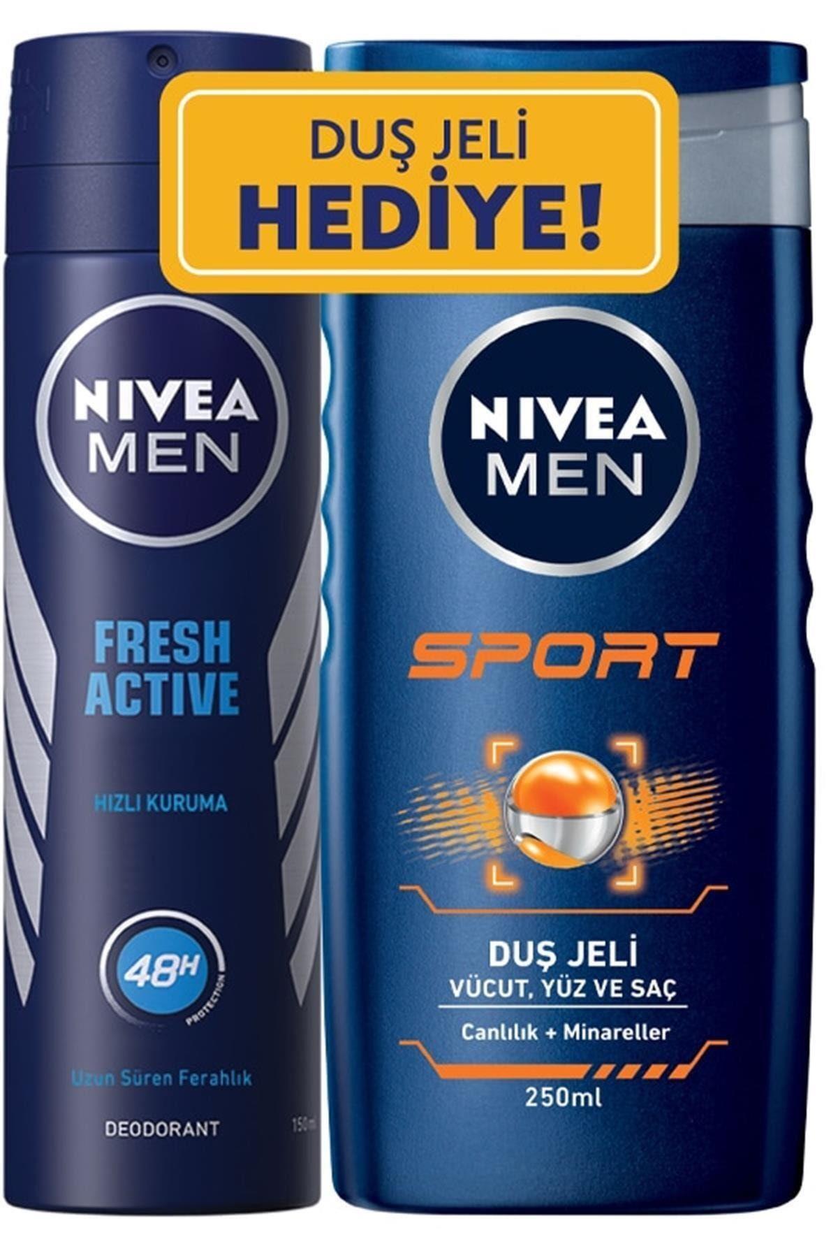 NIVEA Fresh Sprey Deodorant 150 Ml Erkek + Sport Duş Jeli 250 Ml Erkek