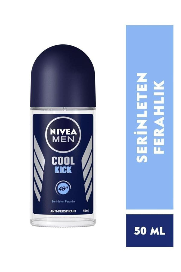 NIVEA Men Erkek Roll-on Deodorant Cool Kick 50ml, 48 Saat Anti-perspirant Koruma, Serinleten Ferahlık