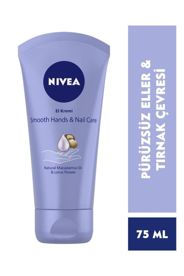 NIVEA Pürüzsüzleştirici El ve Tırnak Bakım Kremi 75ml,Macademia Yağı ve Lotus Çiçeği ile El Bakım