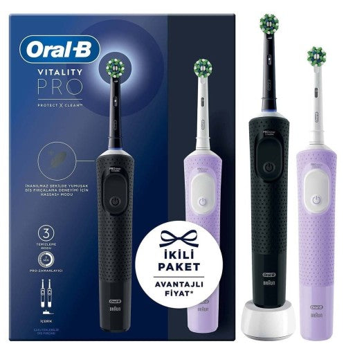 Oral-B Vitality Pro Protect X Clean Siyah+Lila Şarjlı Diş
