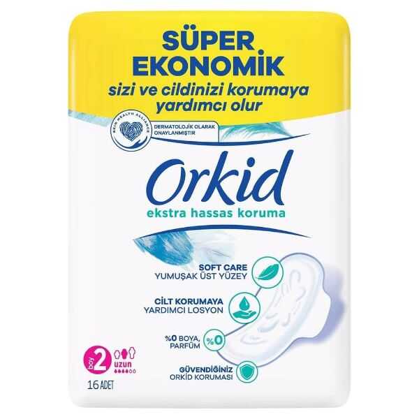 Orkid Extra Hassas Koruma Hijyenik Ped Uzun 16'lı