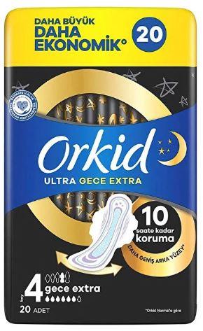 Orkid Hijyenik Ped Ultra Extra Dörtlü Gece 20'li