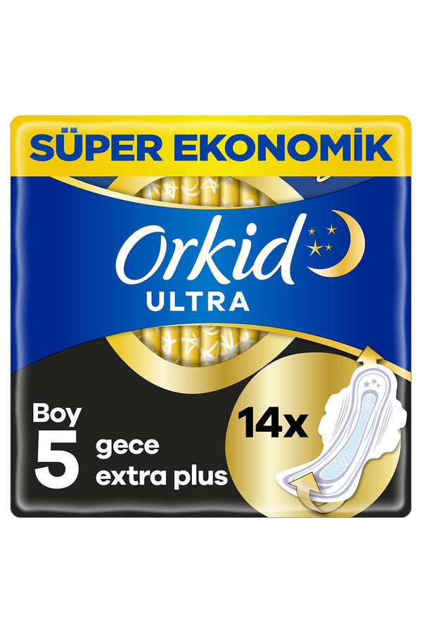 Orkid Ultra Ekstra Hijyenik Ped Gece Ekstra Plus 14 Adet Süper Ekonomik Paket
