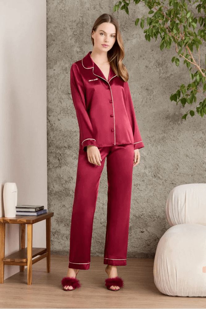 Pierre Cardin 1200 Bayan Pijama Takımı Bordo