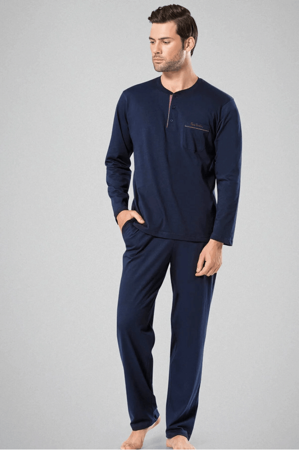 Pierre Cardin 5454 Uzun Erkek Pijama Takımı Lacivert