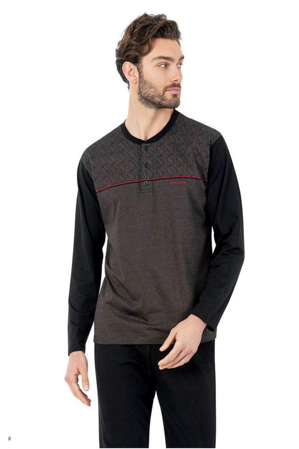 Pierre Cardin 6056 Erkek Jakarlı Pijama Takımı Siyah
