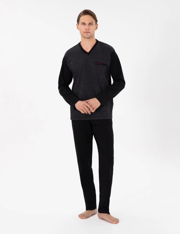 Pierre Cardin 6058 Erkek Jakarlı Pijama Takımı Siyah
