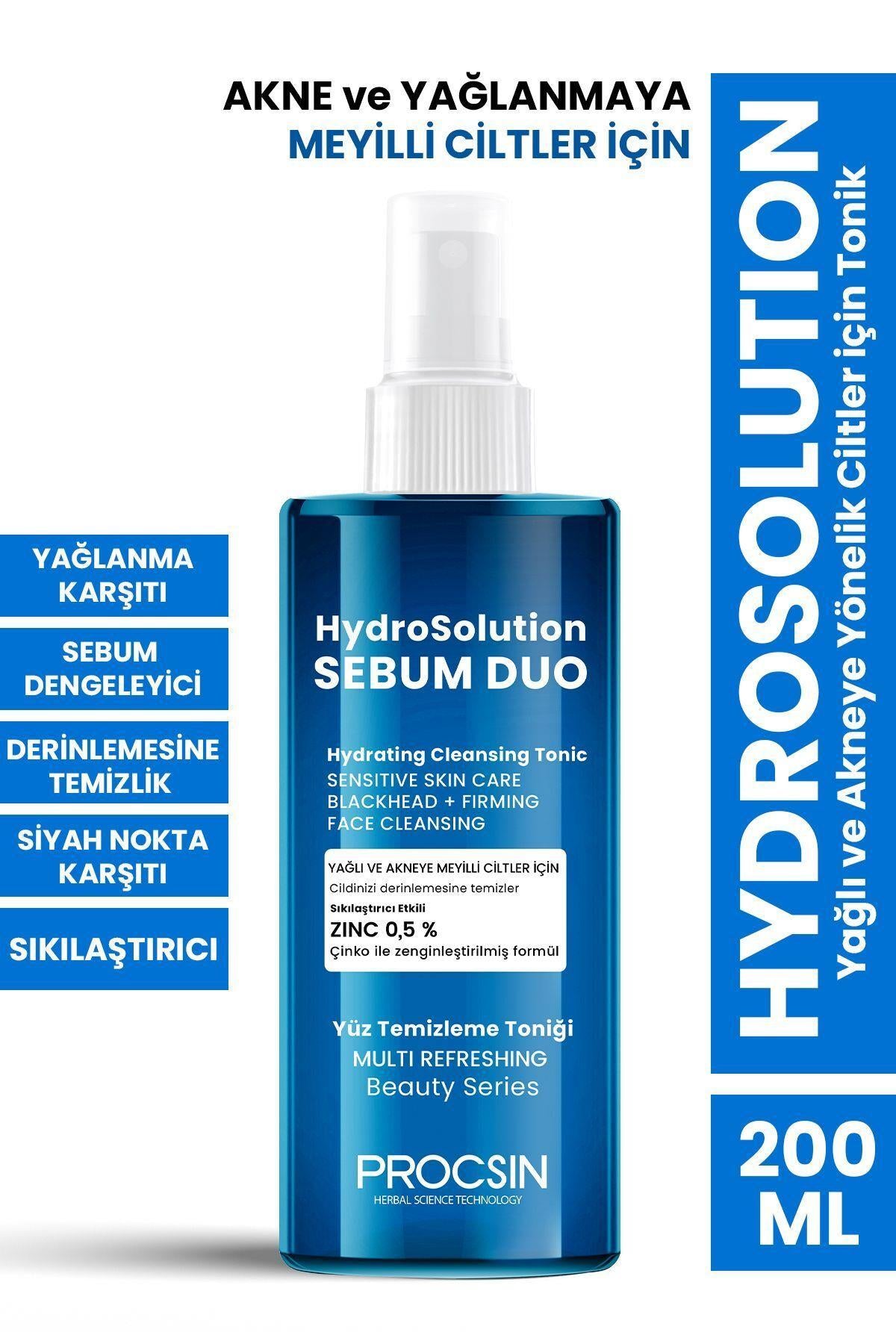 PROCSIN Hydrosolution Yağlı Ve Akneye Yönelik Ciltler Için Tonik 200 ml