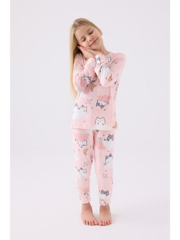 Roly Poly 3460-2 Kız Çocuk Uzun Kollu Pijama Takımı Açık Pembe