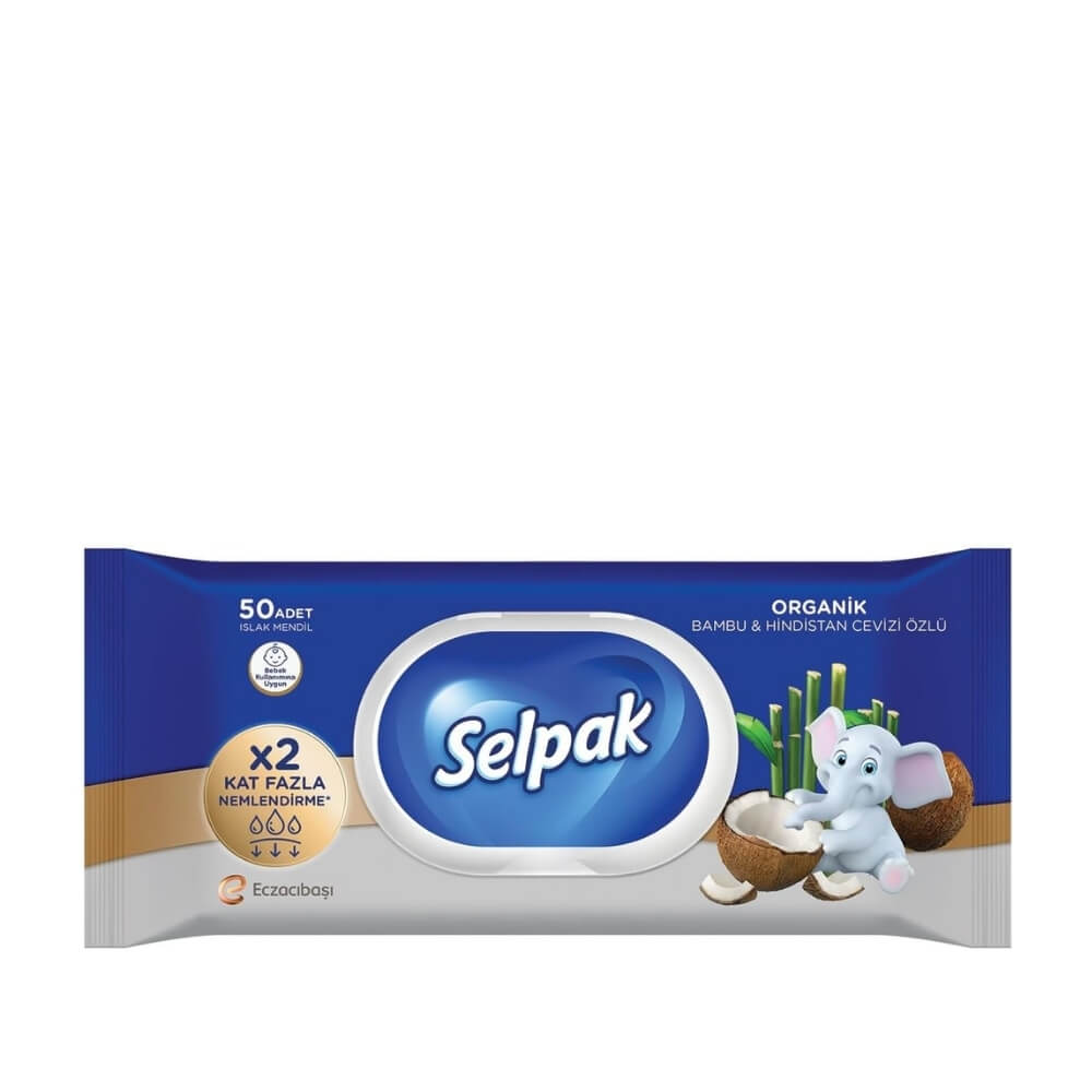 Selpak Organik Bambu & Hindistan Cevizi Özlü Islak Mendil 50'li